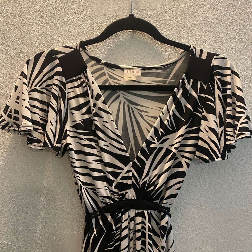 Georgiou studio Black white Empire Waist Dress Fit/Flair  Size XS vintage Y2K - Picture 3 of 5